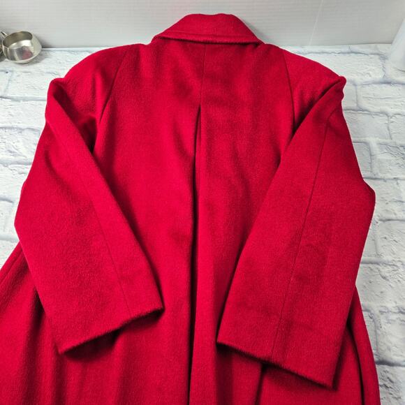 Vintage Jennifer Chase Wool Double Breasted Coat Union Label Red Holiday size 10 - Picture 14 of 16